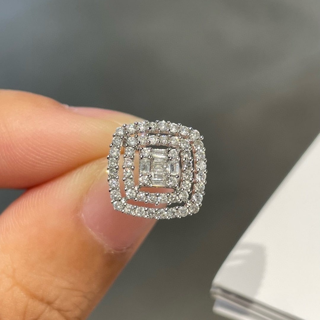 14k Gold 0.72 Ct Natural H Diamond Earrings - 4