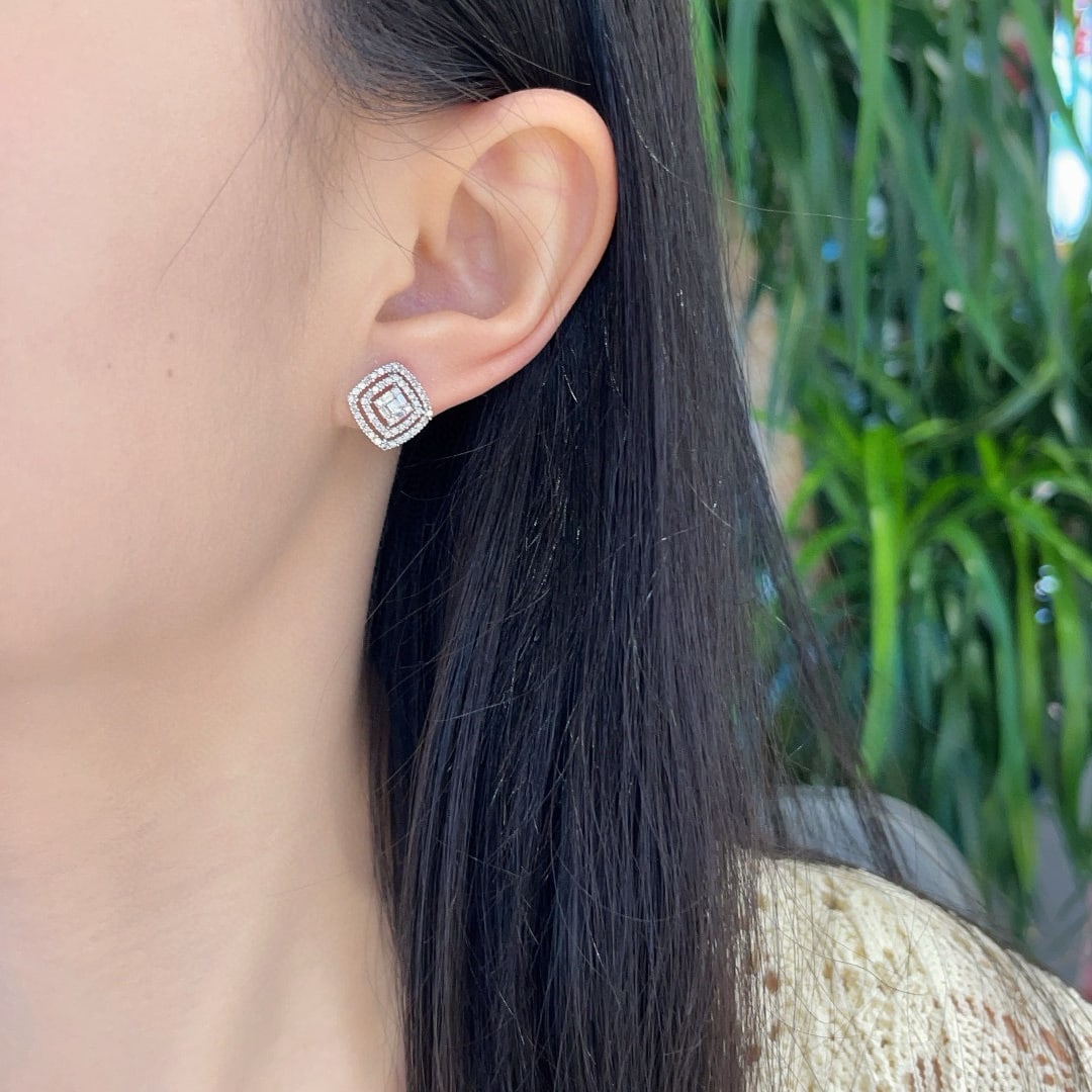 14k Gold 0.72 Ct Natural H Diamond Earrings - 5
