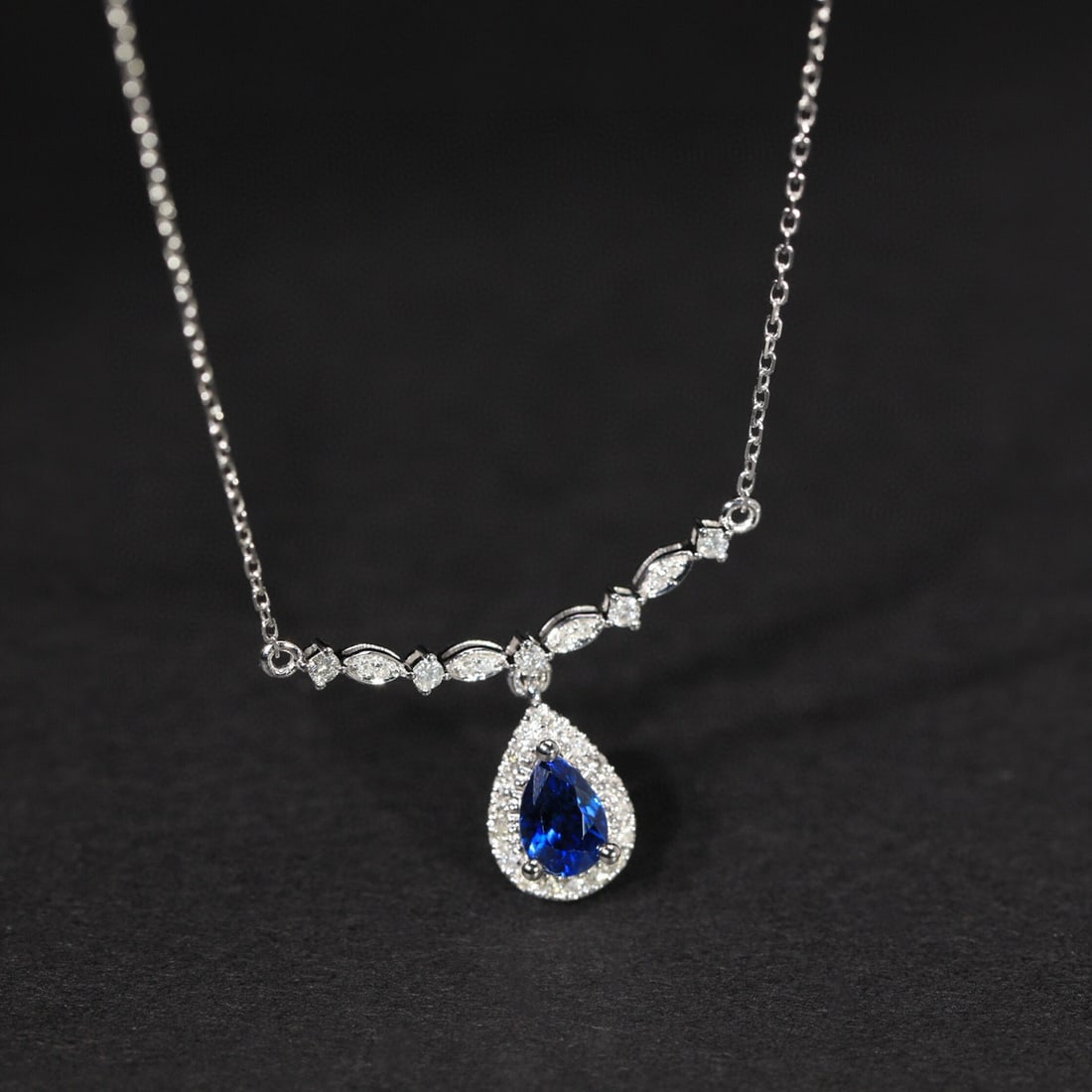 14k Gold 0.67 Ct Natural Sapphire & Diamond Necklace - 2