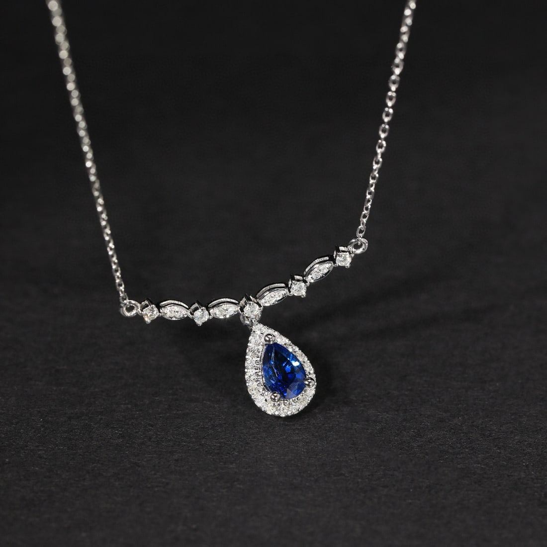 14k Gold 0.67 Ct Natural Sapphire & Diamond Necklace - 5