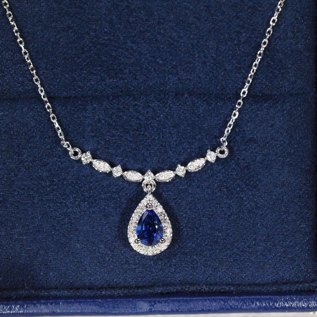 14k Gold 0.67 Ct Natural Sapphire & Diamond Necklace - 7
