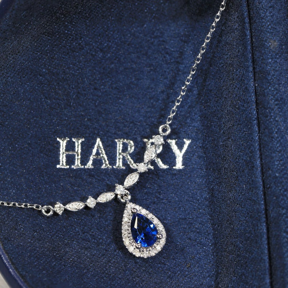 14k Gold 0.67 Ct Natural Sapphire & Diamond Necklace - 9