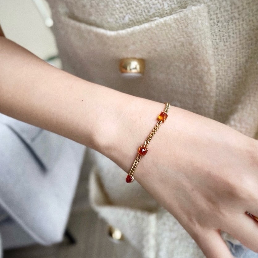 14k Gold 4.5 Ct Natural Spessartine Bracelet - 2
