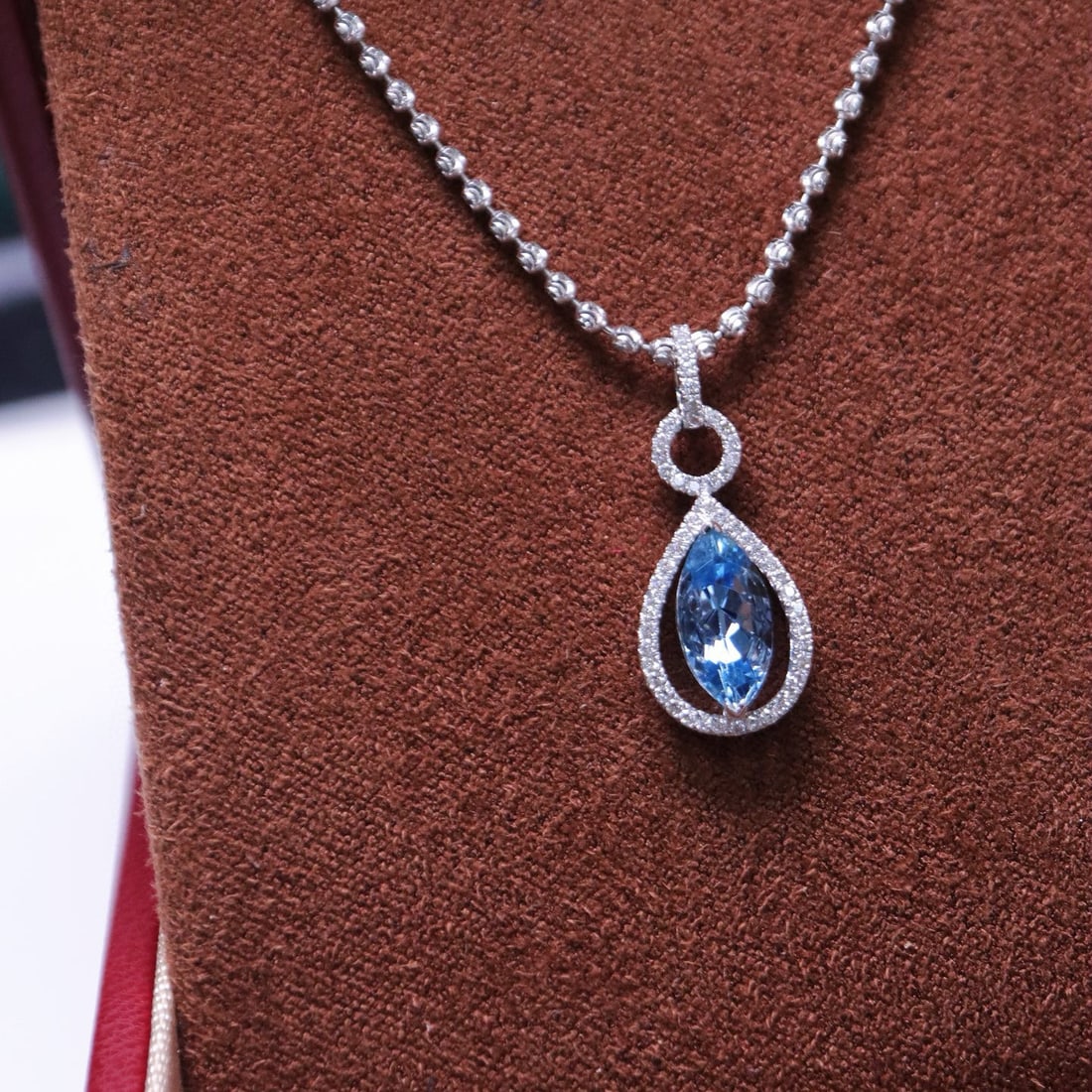 14k Gold 1.20 Ctw Natural Aquamarine & Diamond Pendant( Without Chain ) - 2