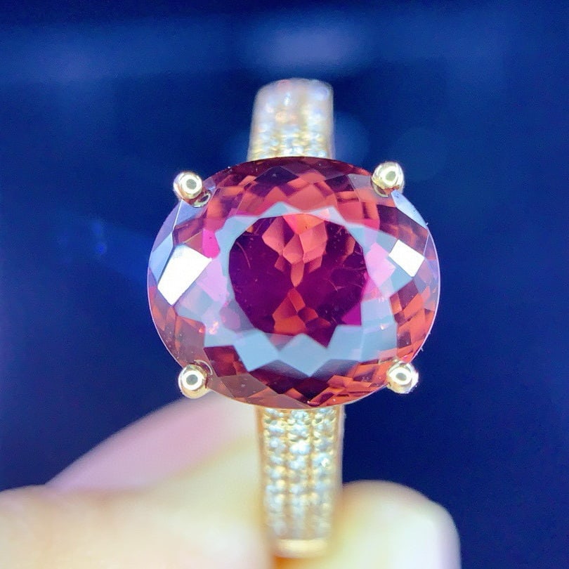 14k Gold 4.2 Ct Natural Tourmaline & Diamond Ring - 4