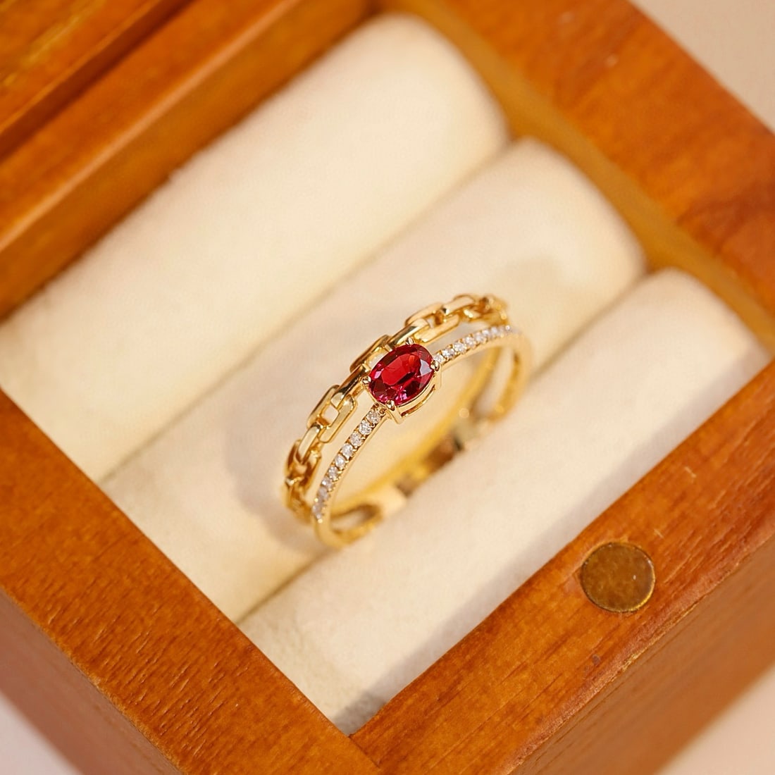 14k Gold 0.48 Ctw Natural Ruby & Diamond Ring - 6