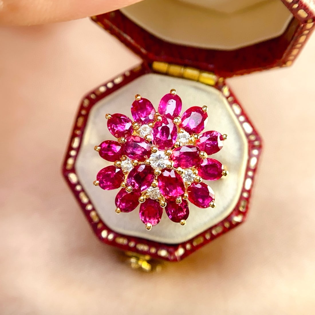 14k Gold 4.10 Ct Natural Ruby & Sapphire Ring - 2