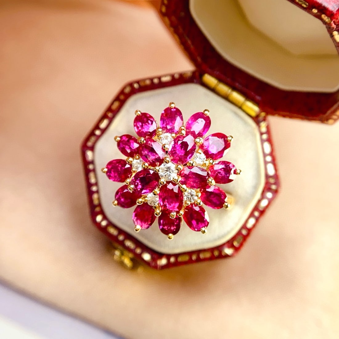14k Gold 4.10 Ct Natural Ruby & Sapphire Ring - 3