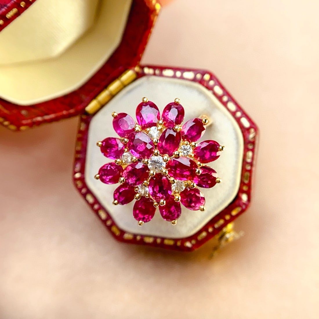 14k Gold 4.10 Ct Natural Ruby & Sapphire Ring - 4