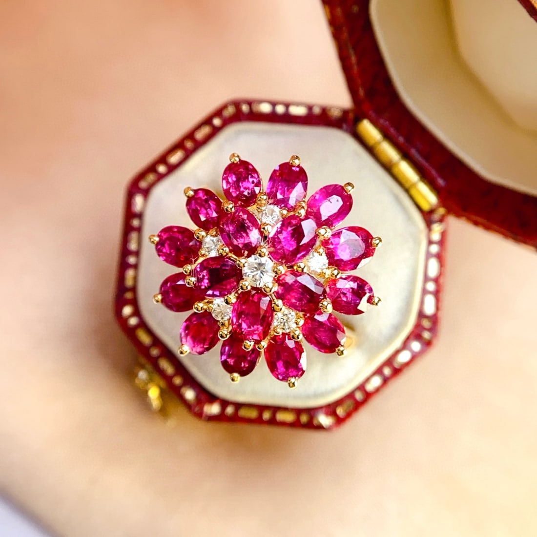14k Gold 4.10 Ct Natural Ruby & Sapphire Ring - 5