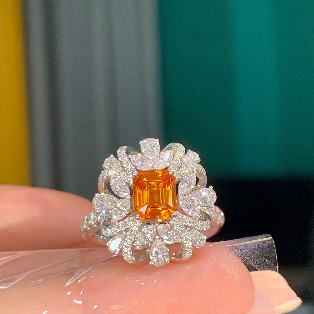 14k Gold 3.23 Ctw Natural Spessartine & Diamond Ring/pendant( Without Chain ) - 4