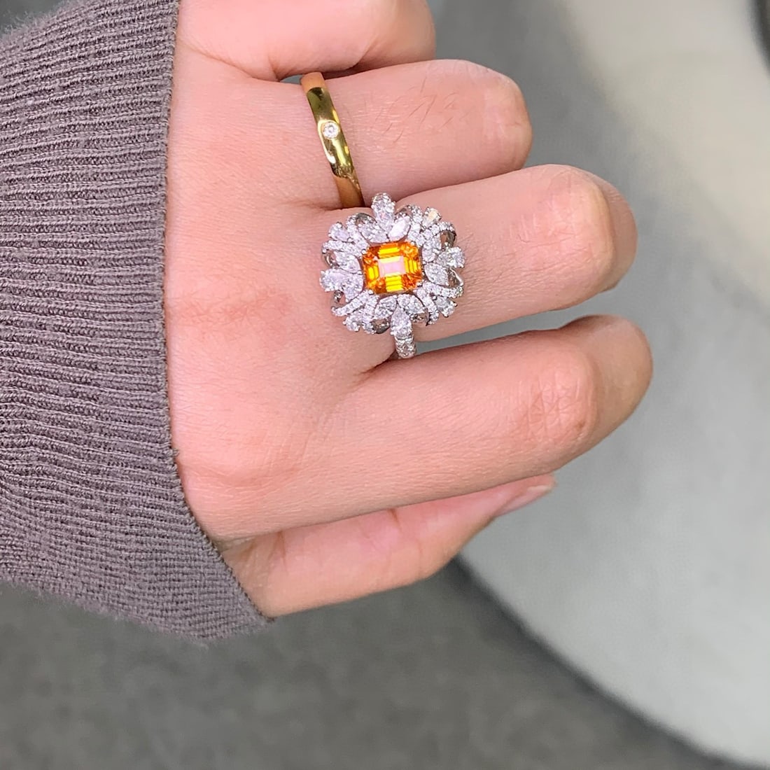 14k Gold 3.23 Ctw Natural Spessartine & Diamond Ring/pendant( Without Chain ) - 5