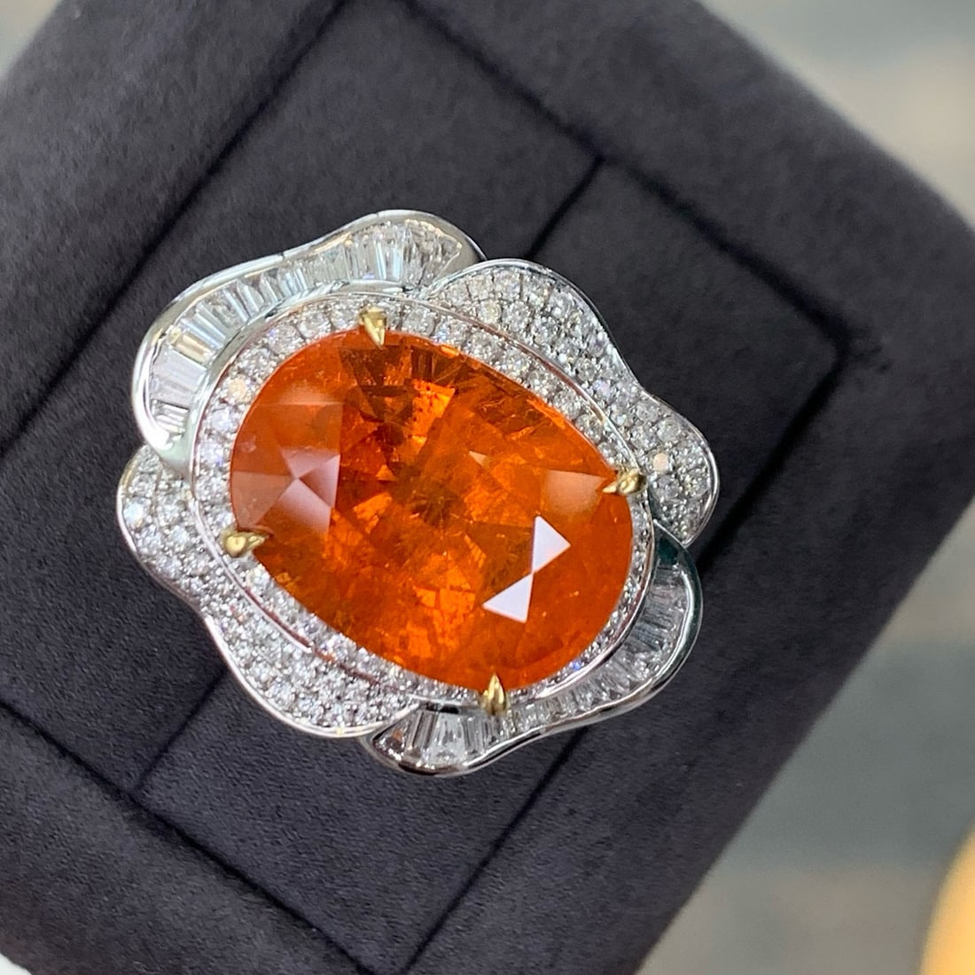 14k Gold 15.66 Ctw Natural Spessartine & Diamond Ring/pendant( Without Chain ) - 2