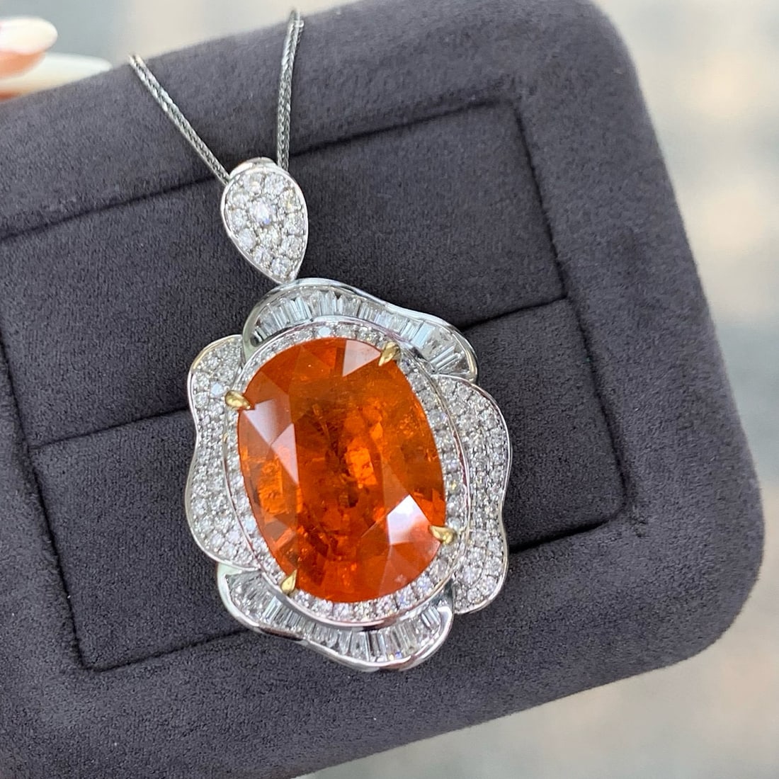 14k Gold 15.66 Ctw Natural Spessartine & Diamond Ring/pendant( Without Chain ) - 4