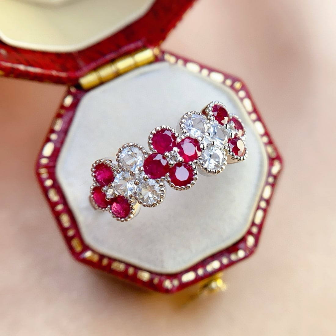 14k Gold 1.30 Ct Natural Ruby & Diamond Ring: Ref:231066229 // gold content:14k gold // ring size:7. 25us // // main gemstone:ruby // shape:round // carat weight:1. 30ct // color:red // treatment:natural // cut grade:g // // adjacent gemstone 2