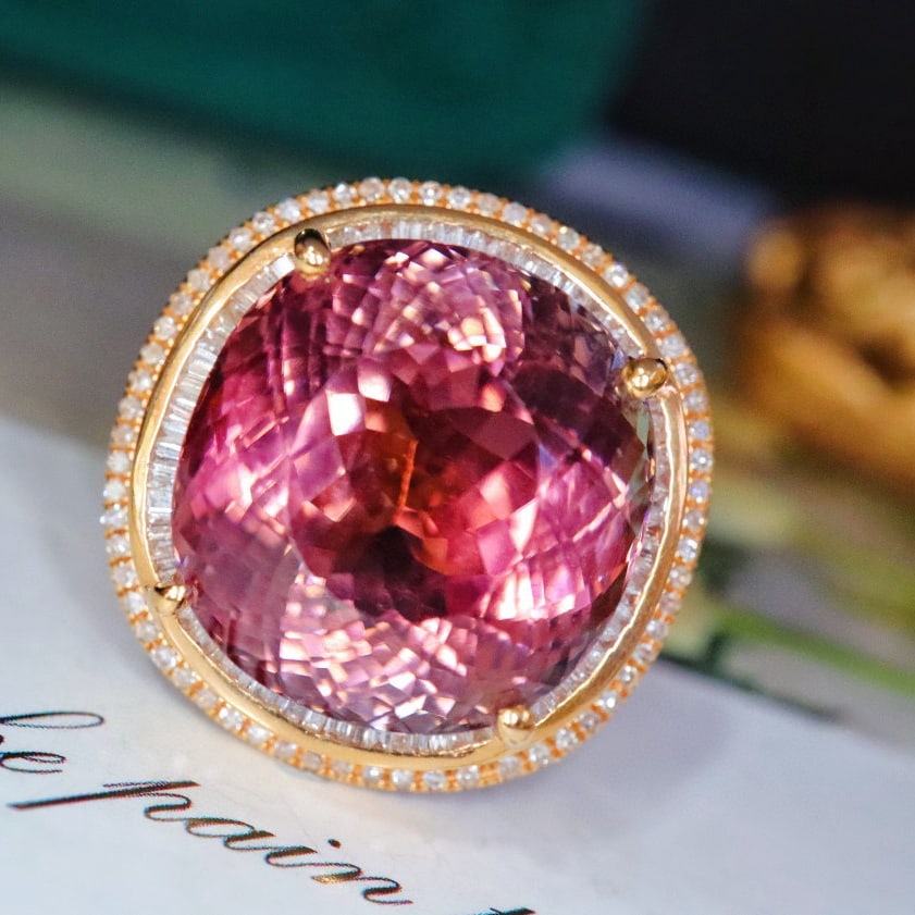 14k Gold 14.32 Ctw Natural Tourmaline & Diamond Ring - 3