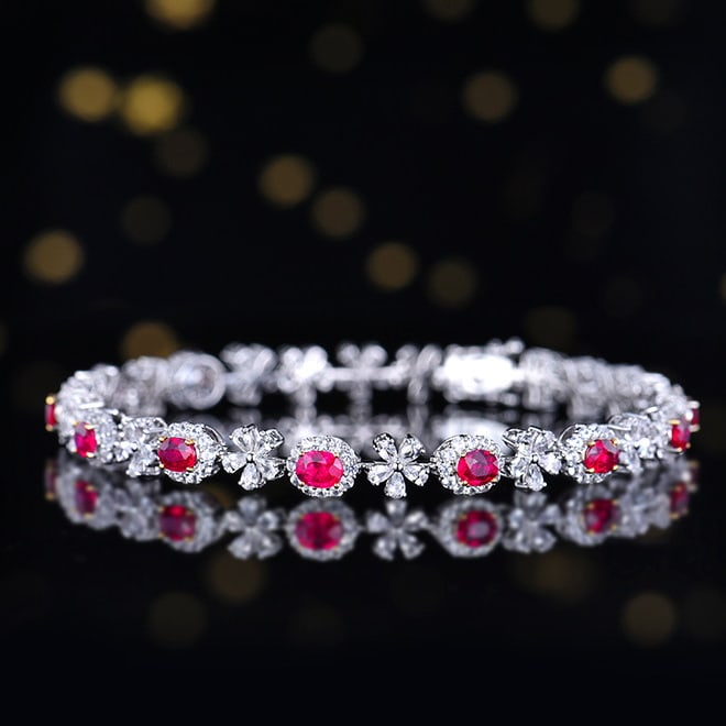 14k Gold 5.72 Ctw Natural Ruby & Sapphire Bracelet - 3