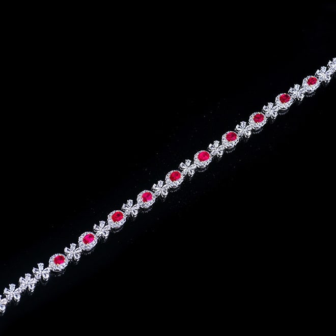 14k Gold 5.72 Ctw Natural Ruby & Sapphire Bracelet - 5