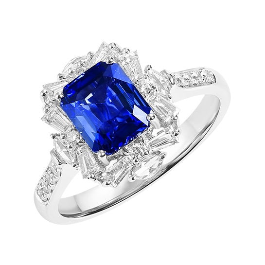 14k Gold 2.49 Ctw Natural Sapphire & Diamond Ring - 5