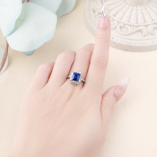 14k Gold 2.49 Ctw Natural Sapphire & Diamond Ring - 8