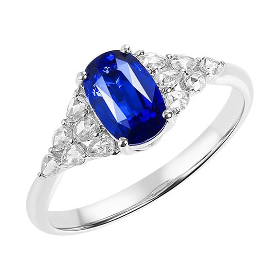 14k Gold 1.20 Ct Natural Sapphire & Diamond Ring - 5