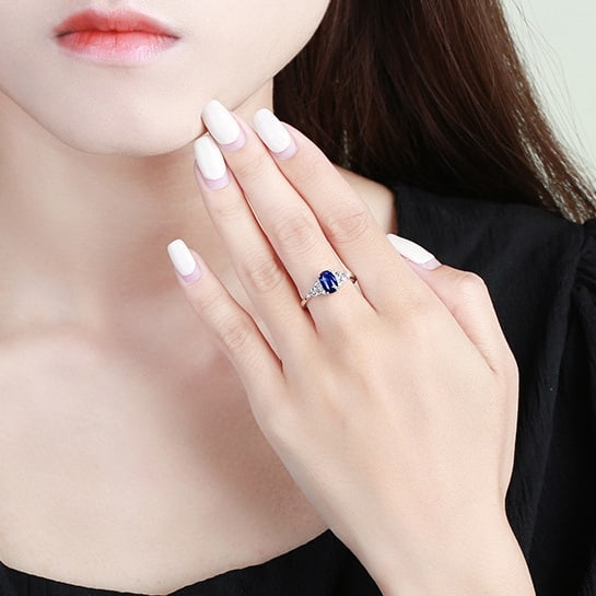 14k Gold 1.20 Ct Natural Sapphire & Diamond Ring - 6