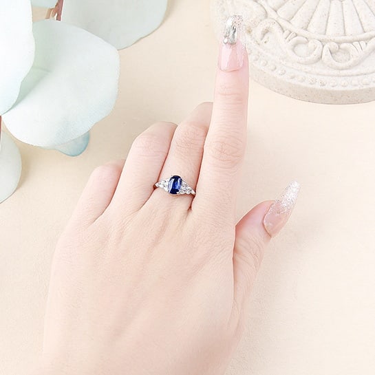 14k Gold 1.20 Ct Natural Sapphire & Diamond Ring - 8