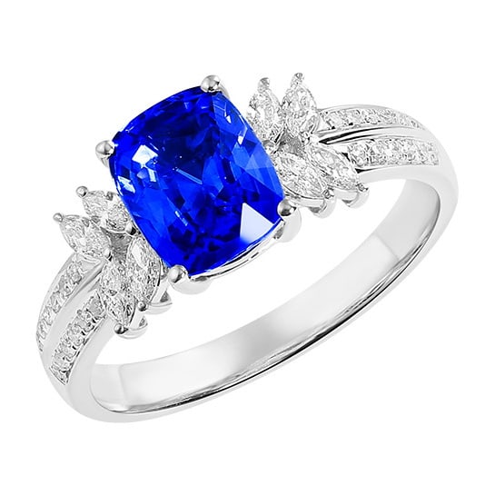14k Gold 2.39 Ctw Natural Sapphire & Diamond Ring - 5