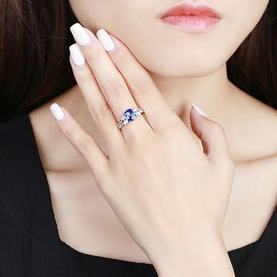 14k Gold 2.39 Ctw Natural Sapphire & Diamond Ring - 7