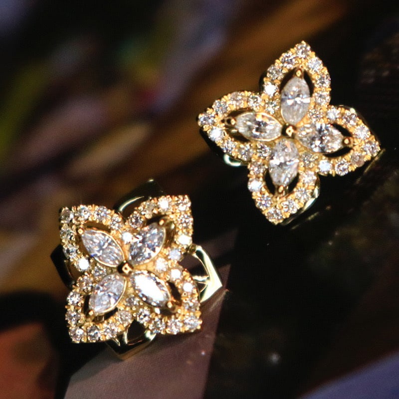 14k Gold 0.86 Ct Natural H Diamond Earrings - 3