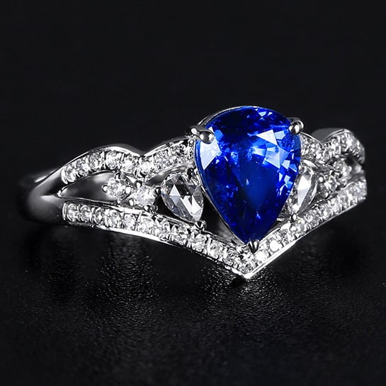 14k Gold 1.56 Ctw Natural Sapphire & Diamond Ring - 3