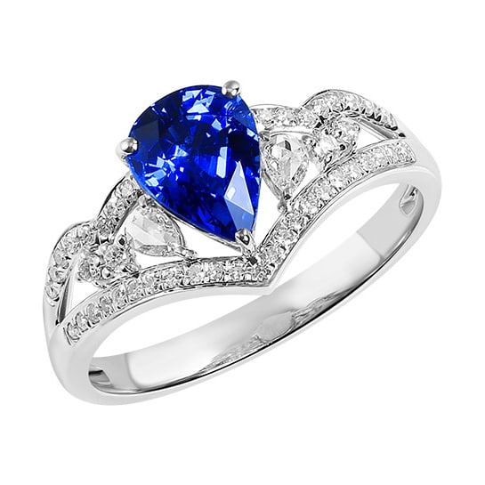 14k Gold 1.56 Ctw Natural Sapphire & Diamond Ring - 5