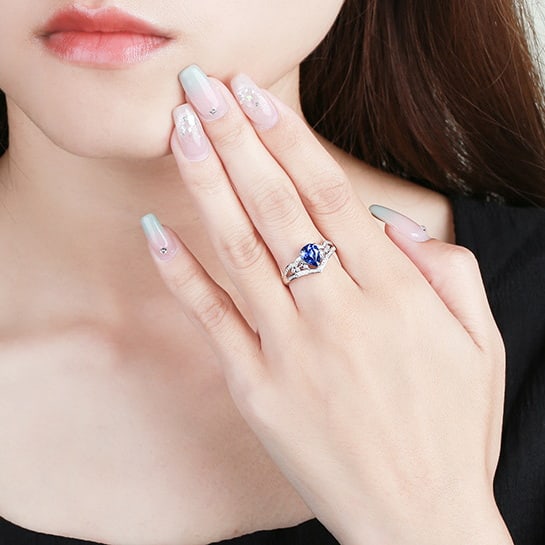 14k Gold 1.56 Ctw Natural Sapphire & Diamond Ring - 6