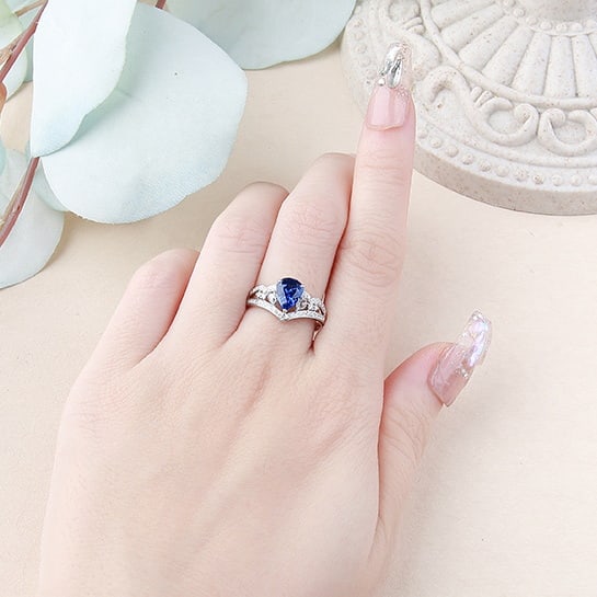 14k Gold 1.56 Ctw Natural Sapphire & Diamond Ring - 8