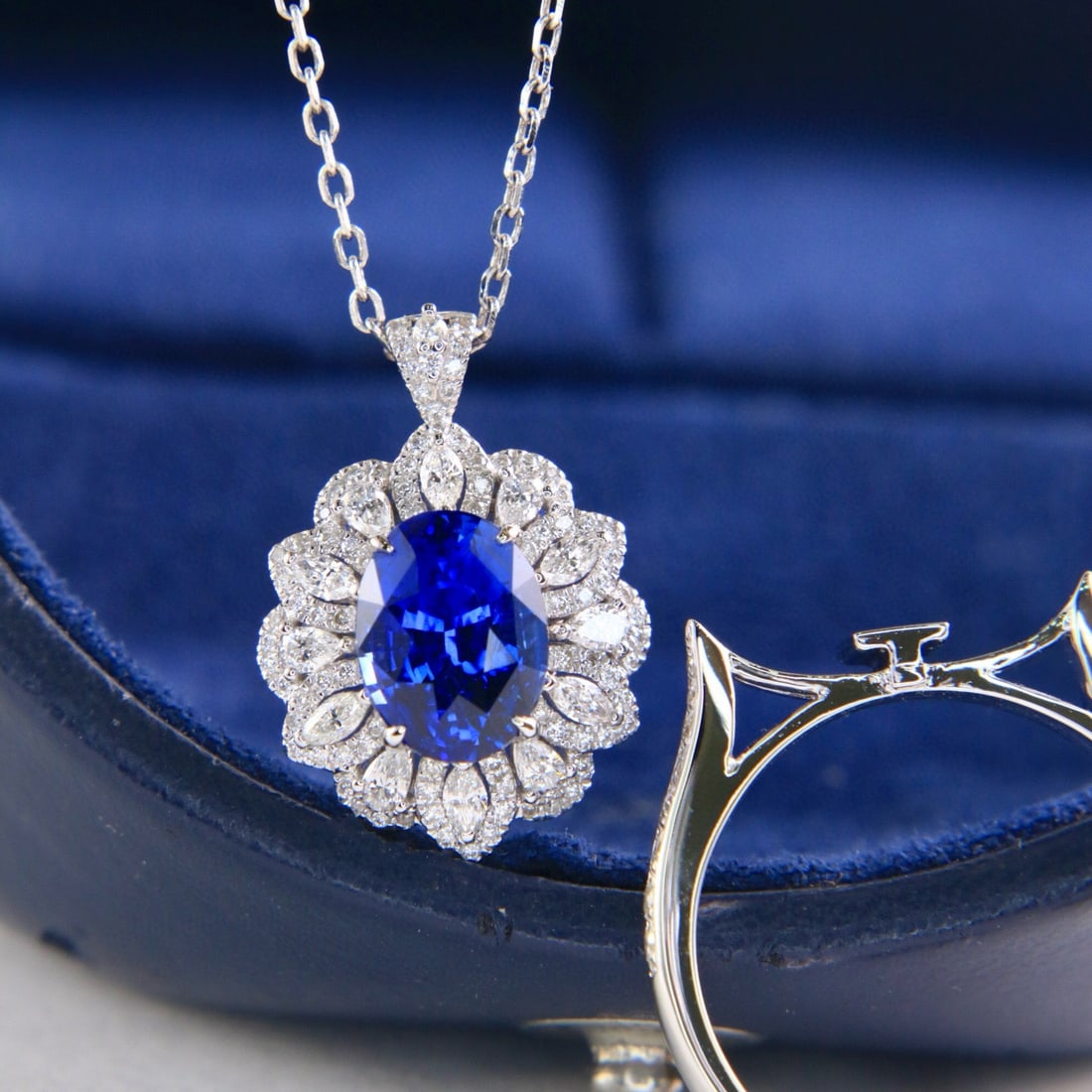 14k Gold 2.97 Ctw Natural Sapphire & Diamond Ring/pendant( Without Chain ) - 4