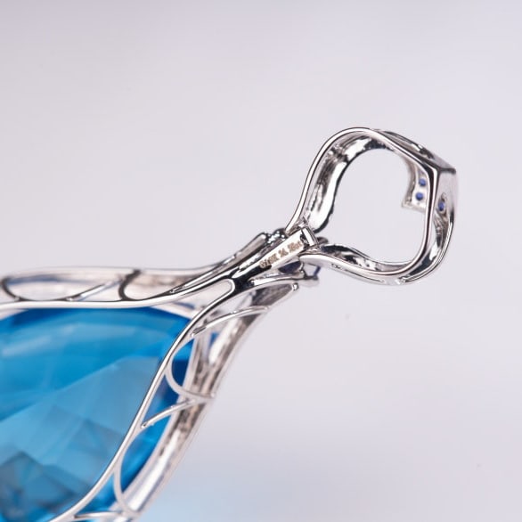 14k Gold 24.41 Ctw Natural Topaz & Sapphire Pendant( Without Chain ) - 8