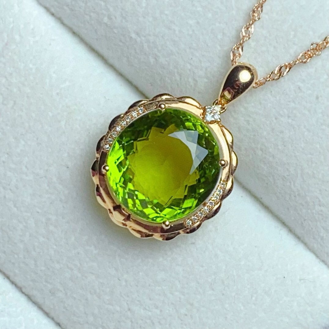 14k Gold 11.32 Ctw Natural Tourmaline & Diamond Pendant( Without Chain ) - 3