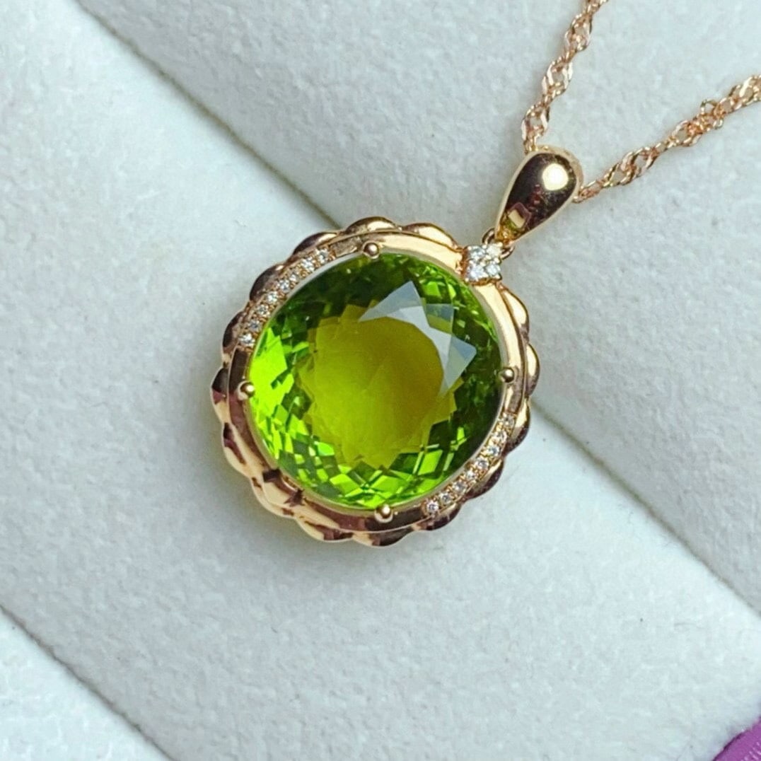 14k Gold 11.32 Ctw Natural Tourmaline & Diamond Pendant( Without Chain ) - 5