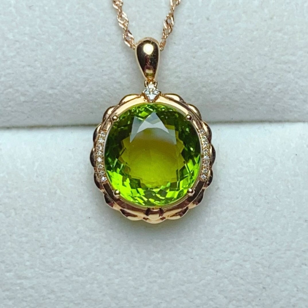 14k Gold 11.32 Ctw Natural Tourmaline & Diamond Pendant( Without Chain ) - 6