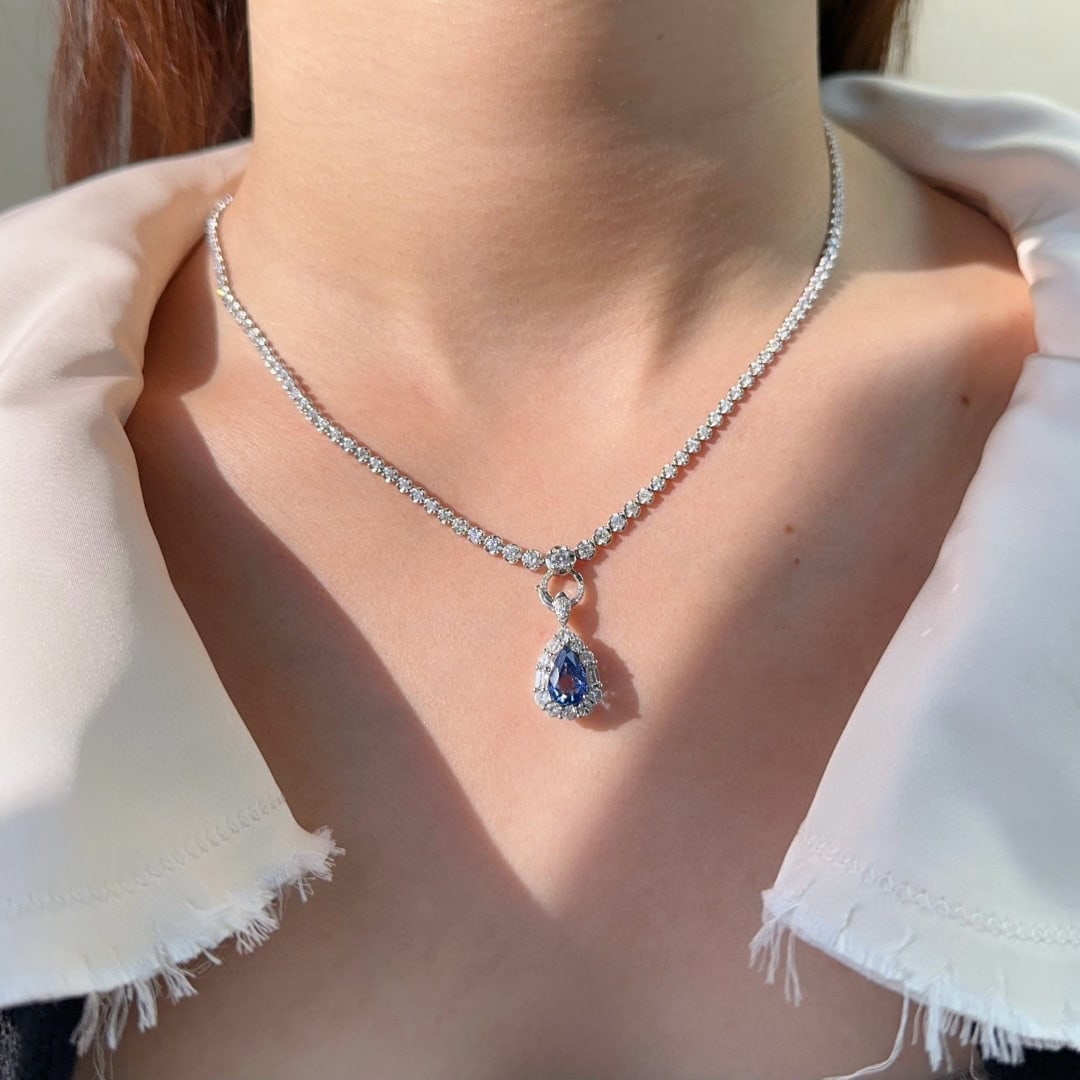 14k Gold 3.42 Ctw Natural Sapphire & Diamond Ring/pendant( Without Chain ) - 4