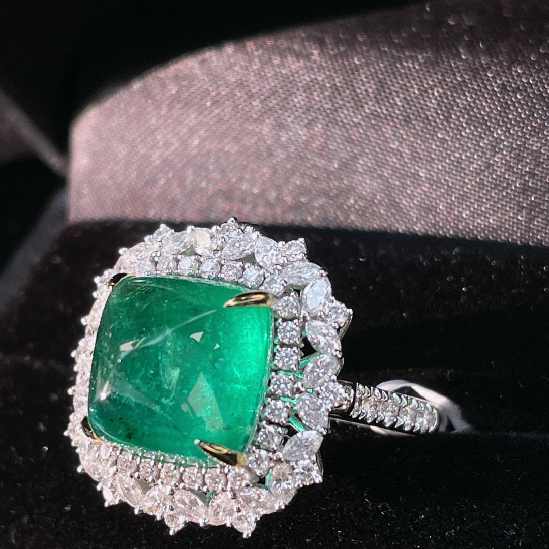 14k Gold 8.8 Ctw Natural Emerald & Diamond Ring/pendant( Without Chain ) - 2