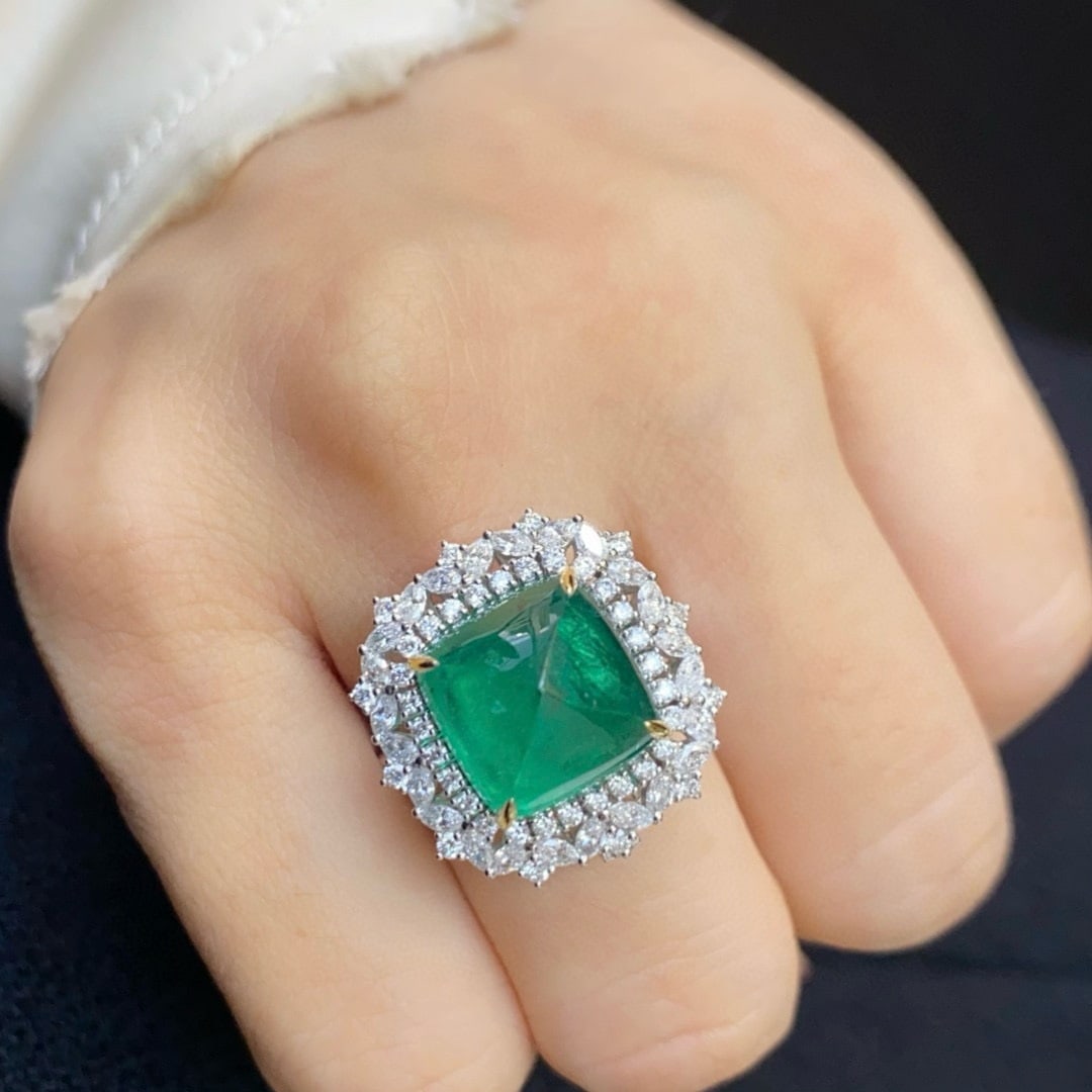 14k Gold 8.8 Ctw Natural Emerald & Diamond Ring/pendant( Without Chain ) - 4