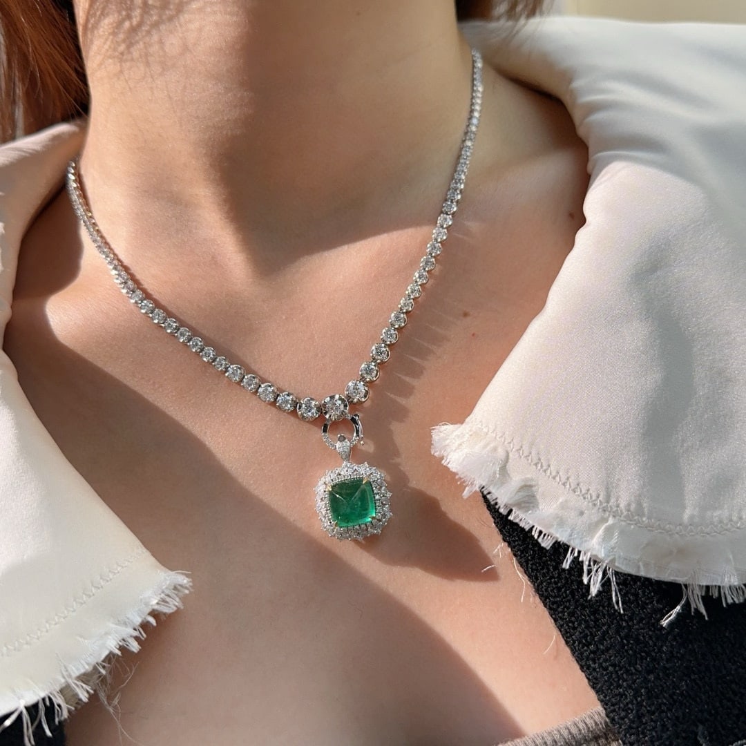 14k Gold 8.8 Ctw Natural Emerald & Diamond Ring/pendant( Without Chain ) - 5