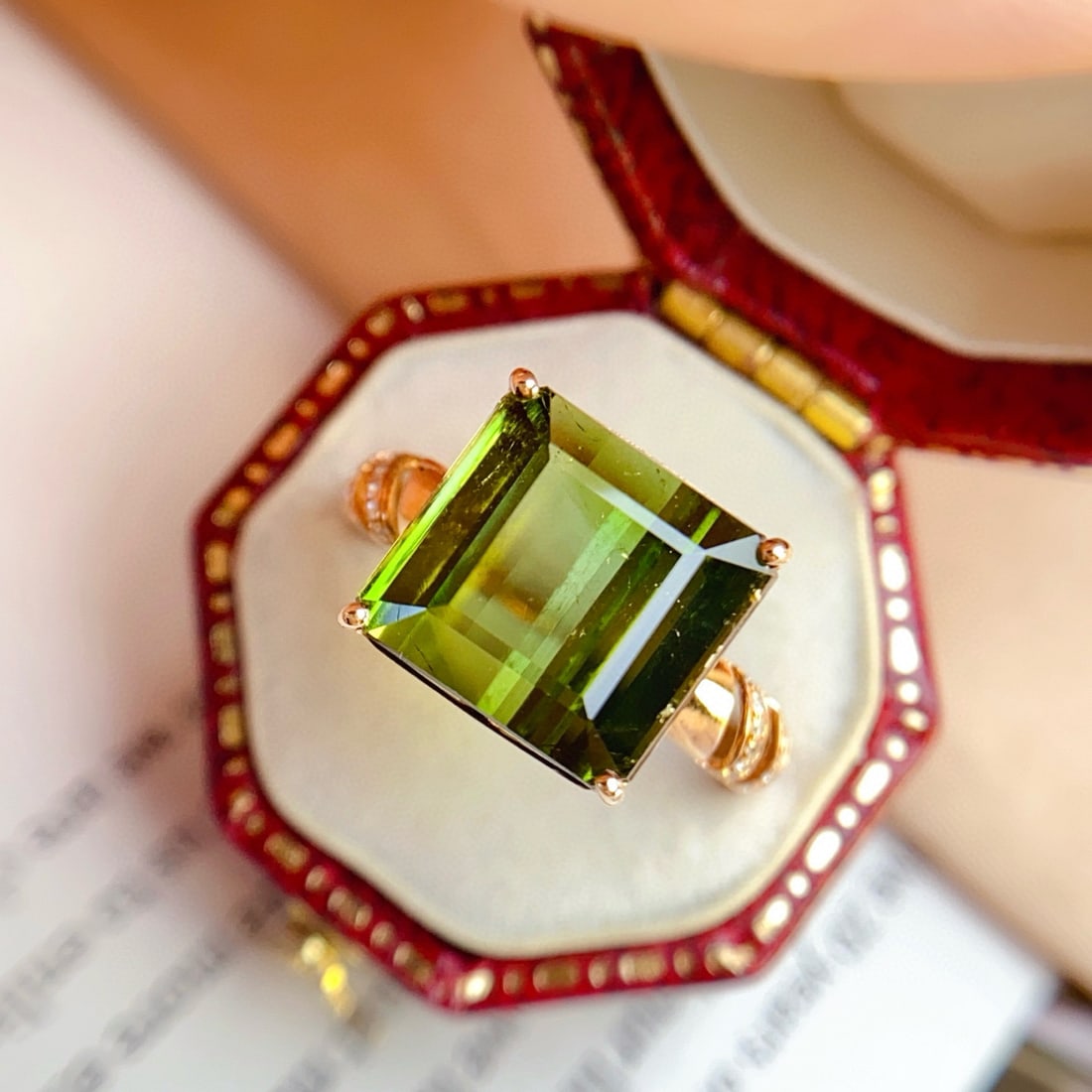 14k Gold 8.25 Ct Natural Tourmaline & Diamond Ring - 2