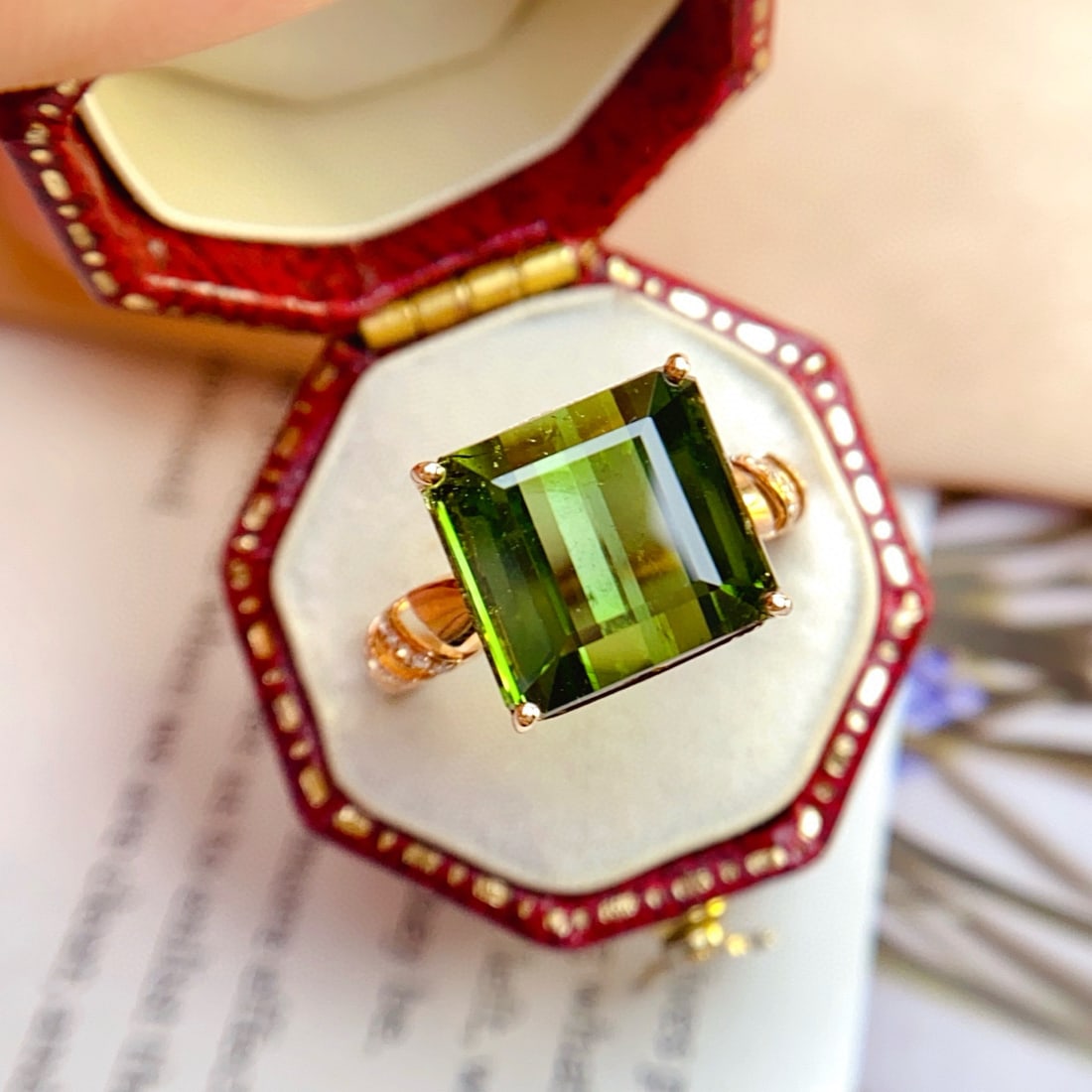 14k Gold 8.25 Ct Natural Tourmaline & Diamond Ring - 4