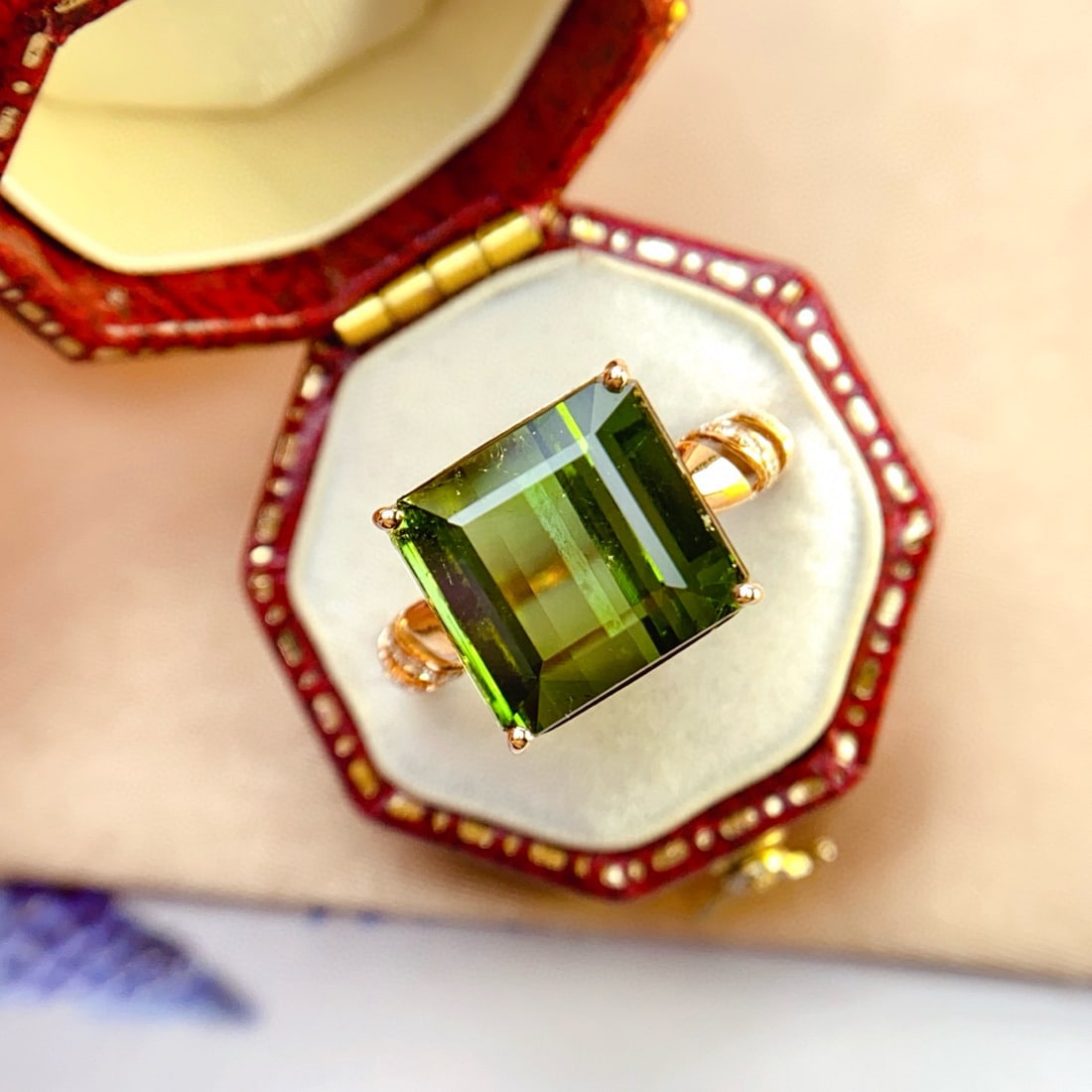 14k Gold 8.25 Ct Natural Tourmaline & Diamond Ring - 5