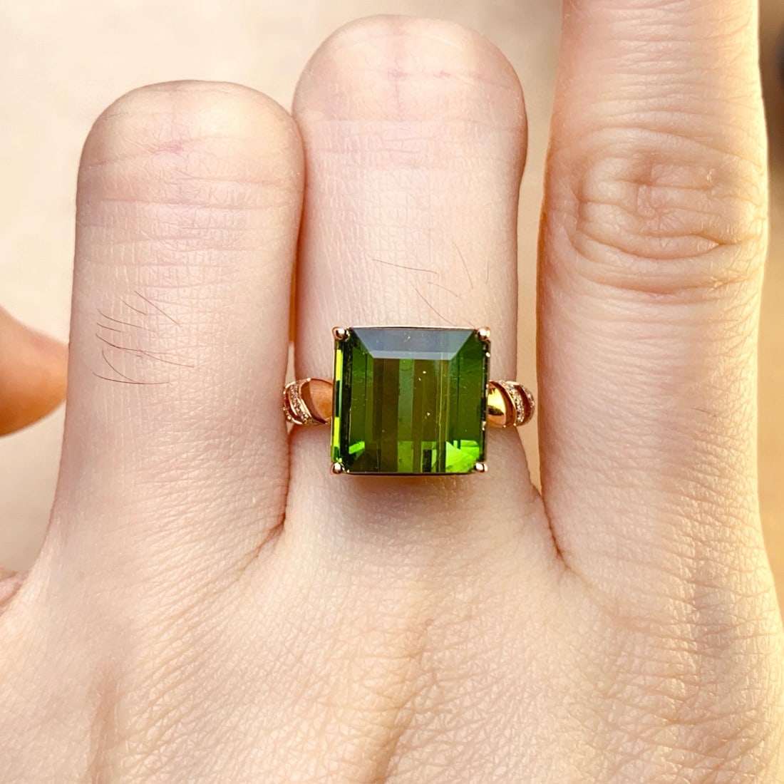 14k Gold 8.25 Ct Natural Tourmaline & Diamond Ring - 6