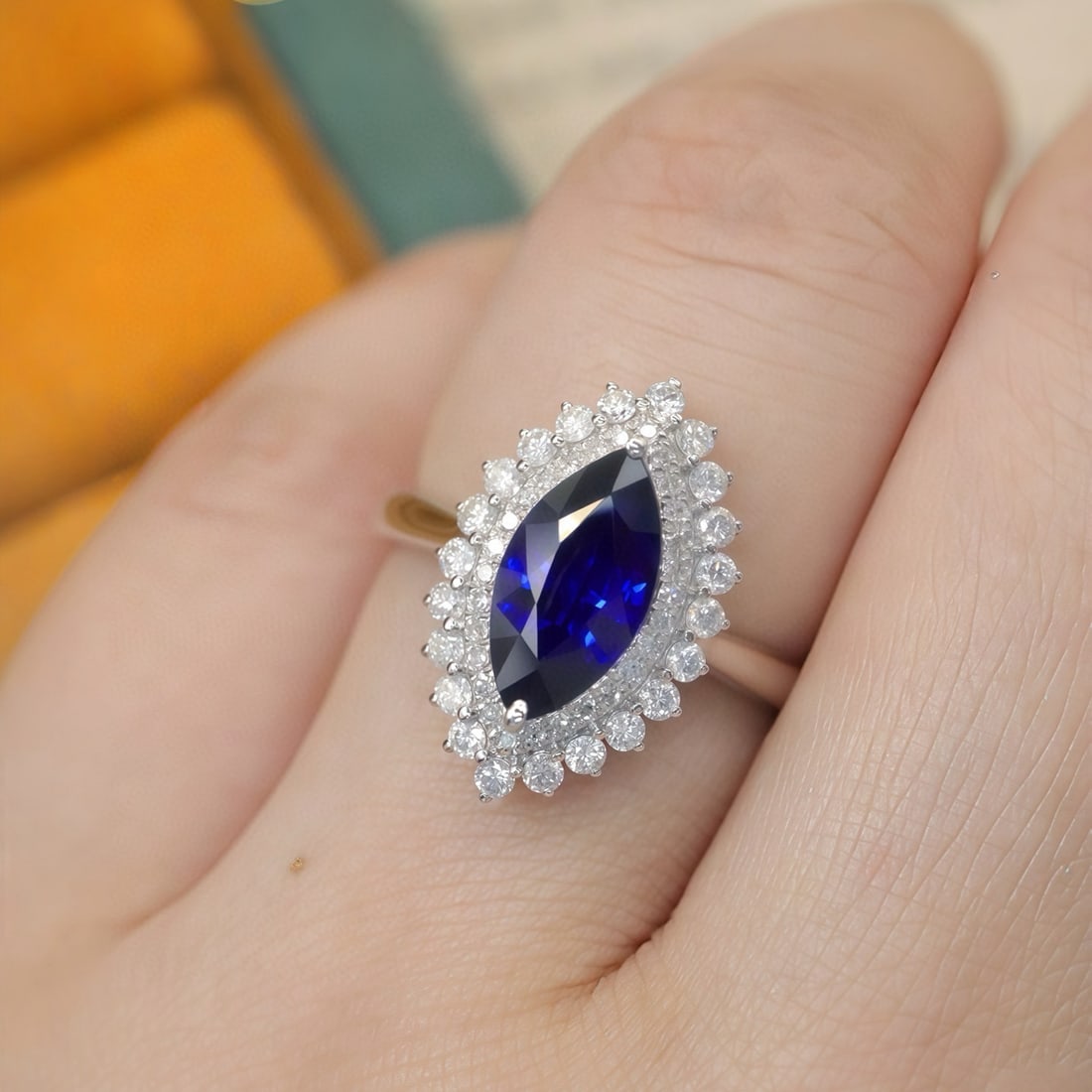 14k Gold 1.99 Ctw Natural Sapphire & Diamond Ring - 5