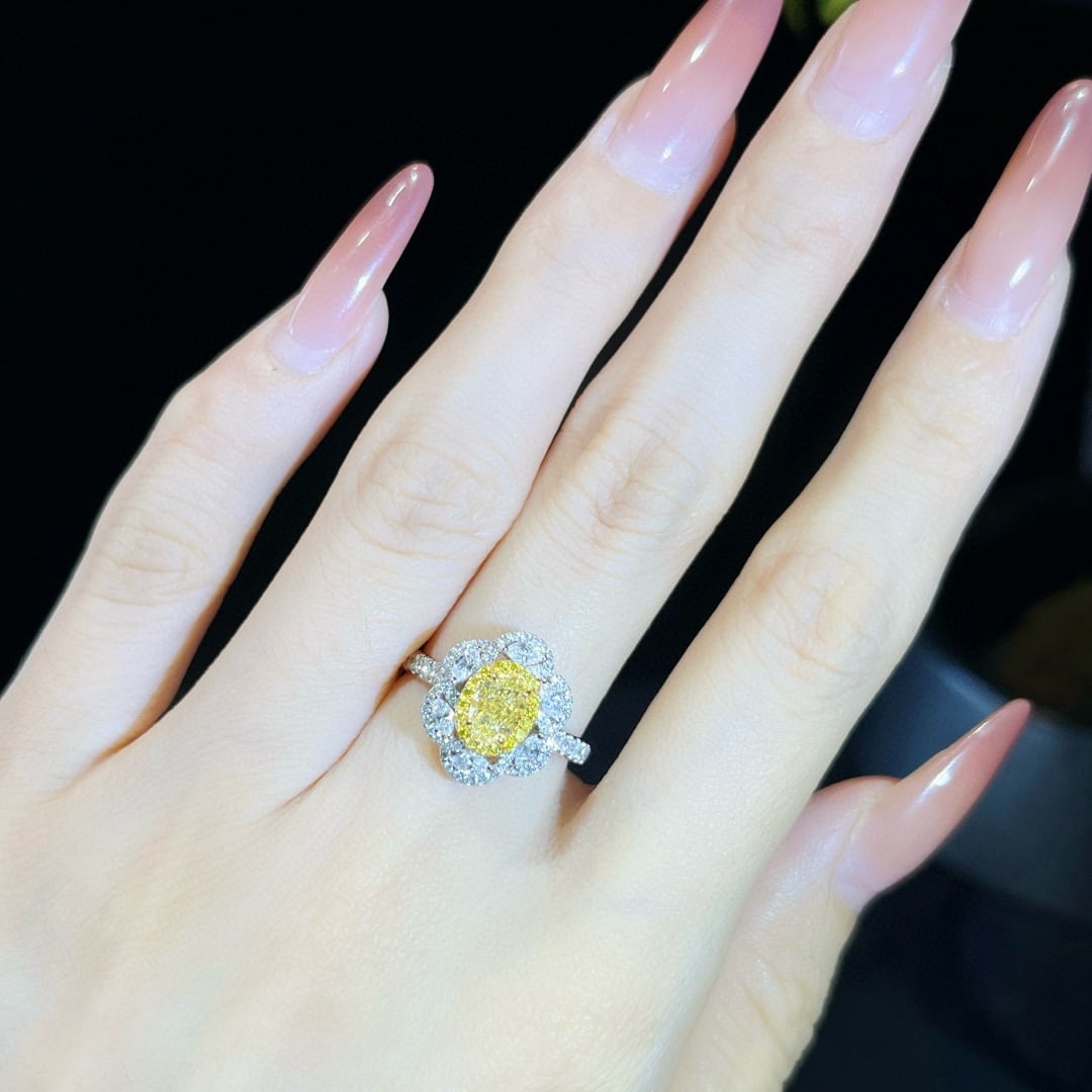 Gia Certified 14k Gold 1.28 Ctw Natural Yellow Diamond & Diamond Ring - 6
