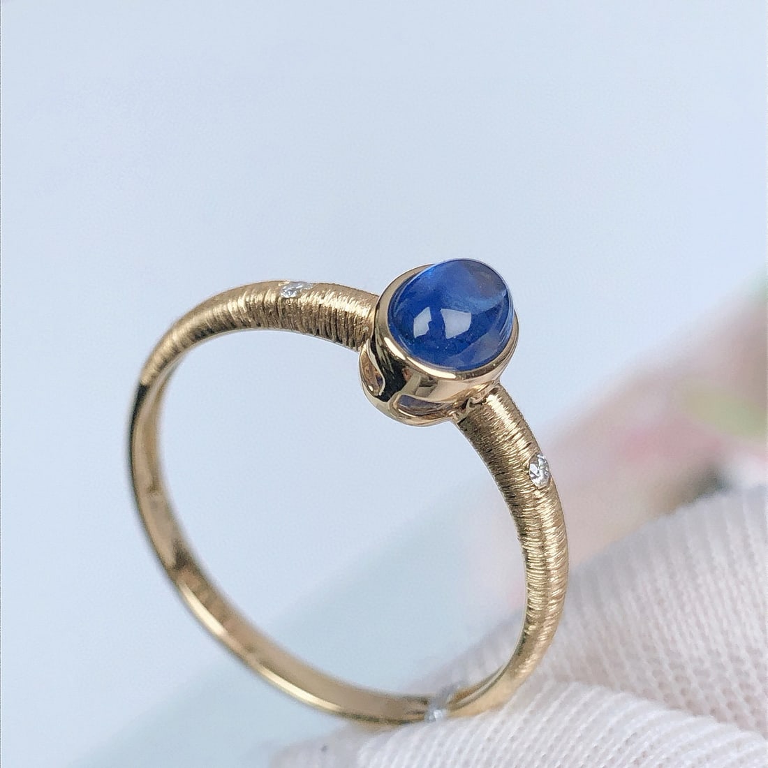 14k Gold 0.75 Ctw Natural Sapphire & Diamond Ring - 3